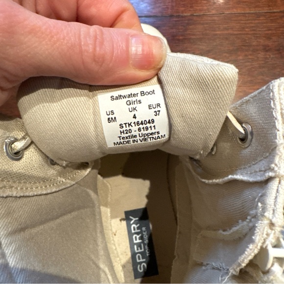 Sperry Saltwater Sparkle Off White Girls Duck Boots Size 5 M EUR 37 - Picture 3 of 6